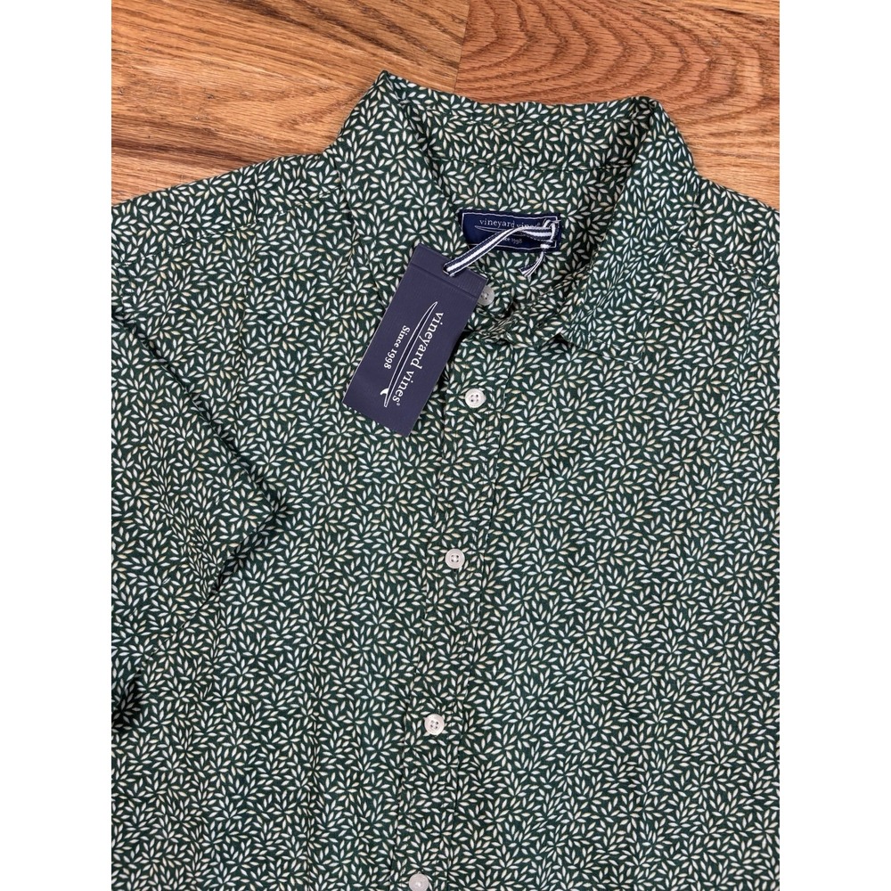 Vineyard Vines Green Leaf Print Button-Down Shirt